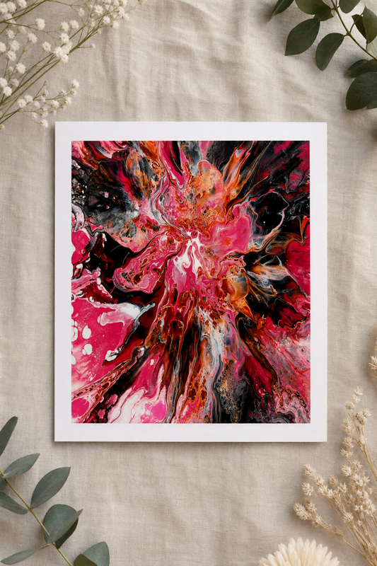 Vibrant Red Floral Burst Art Print