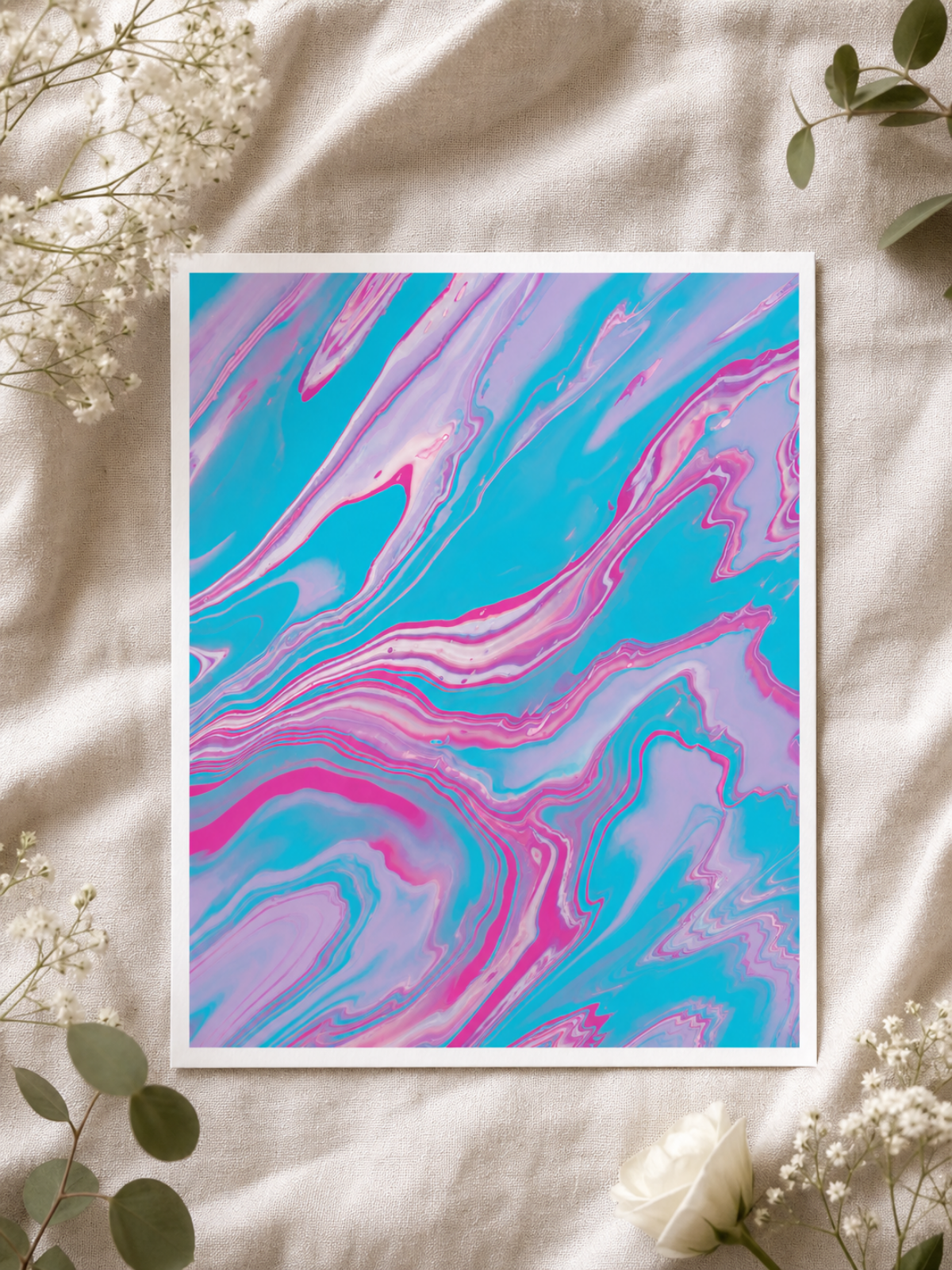 Pastel Swirl Art Print, Abstract Pour Art