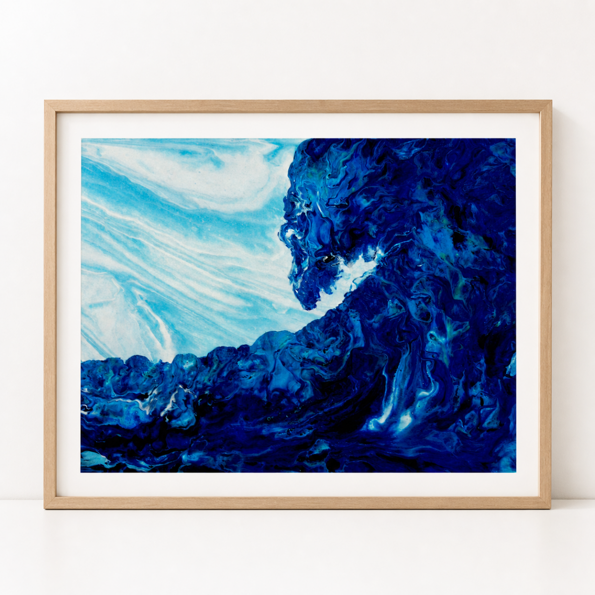 Crashing Wave Art Print, Deep Blue Seascape Pour Art