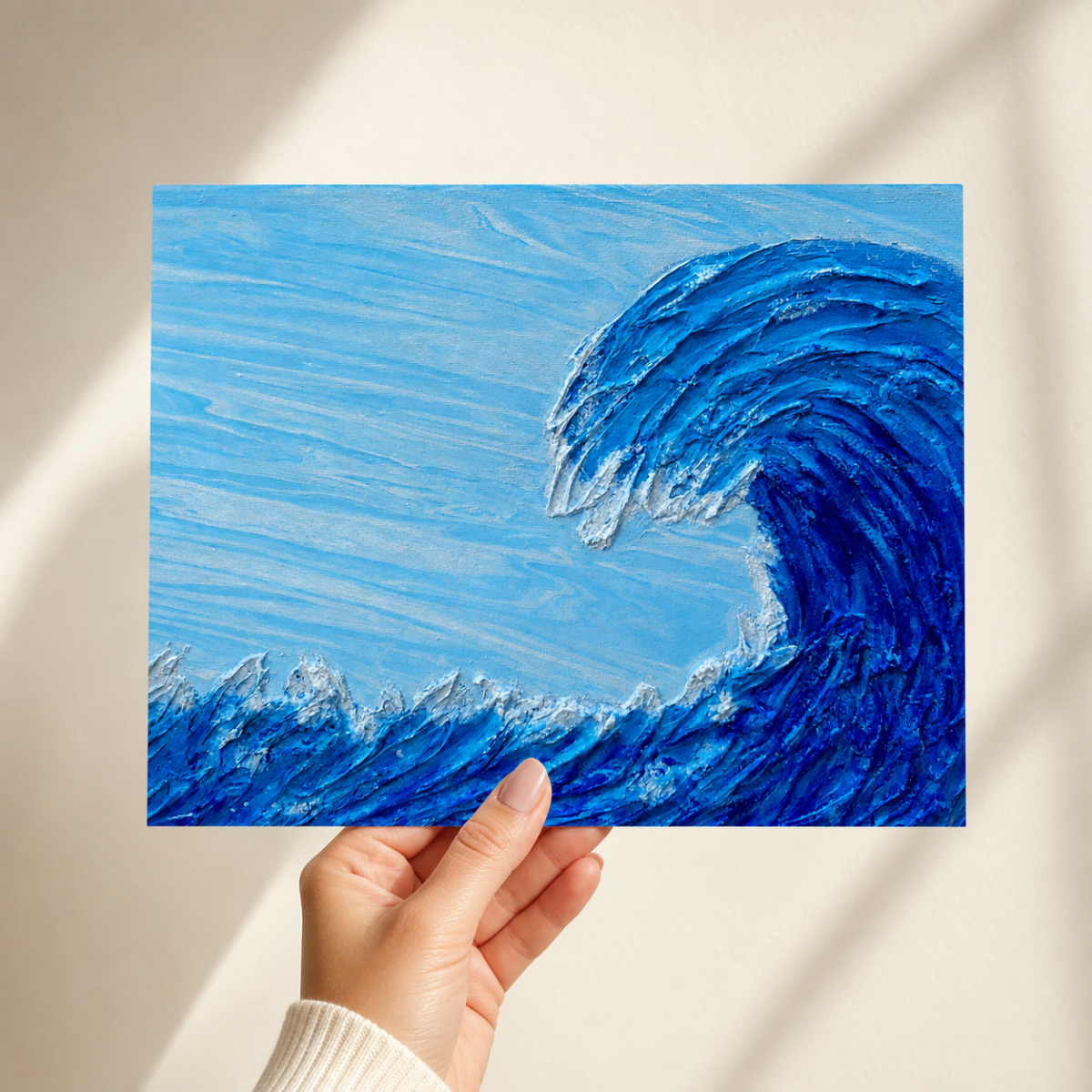 Hand-Painted Ocean Wave Art Print, Acrylic Pour Seascape Art