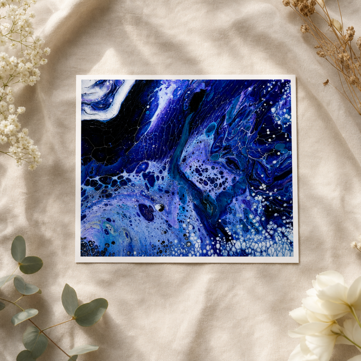 Blue Marble Art Prints, Abstract Ocean Pour Art
