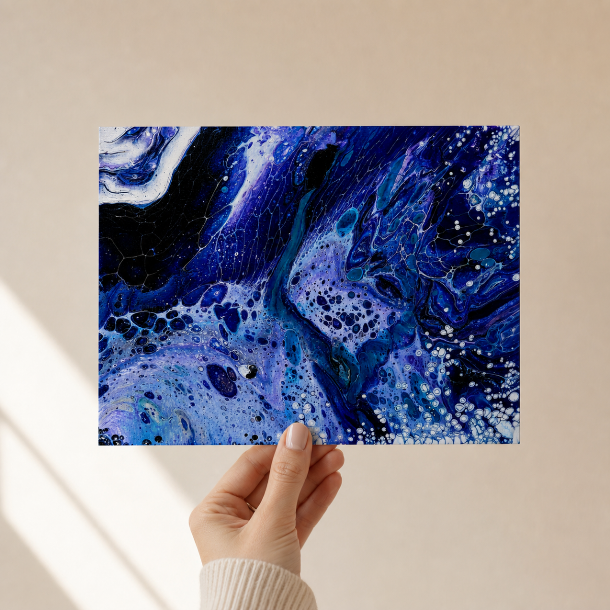 Blue Marble Art Prints, Abstract Ocean Pour Art