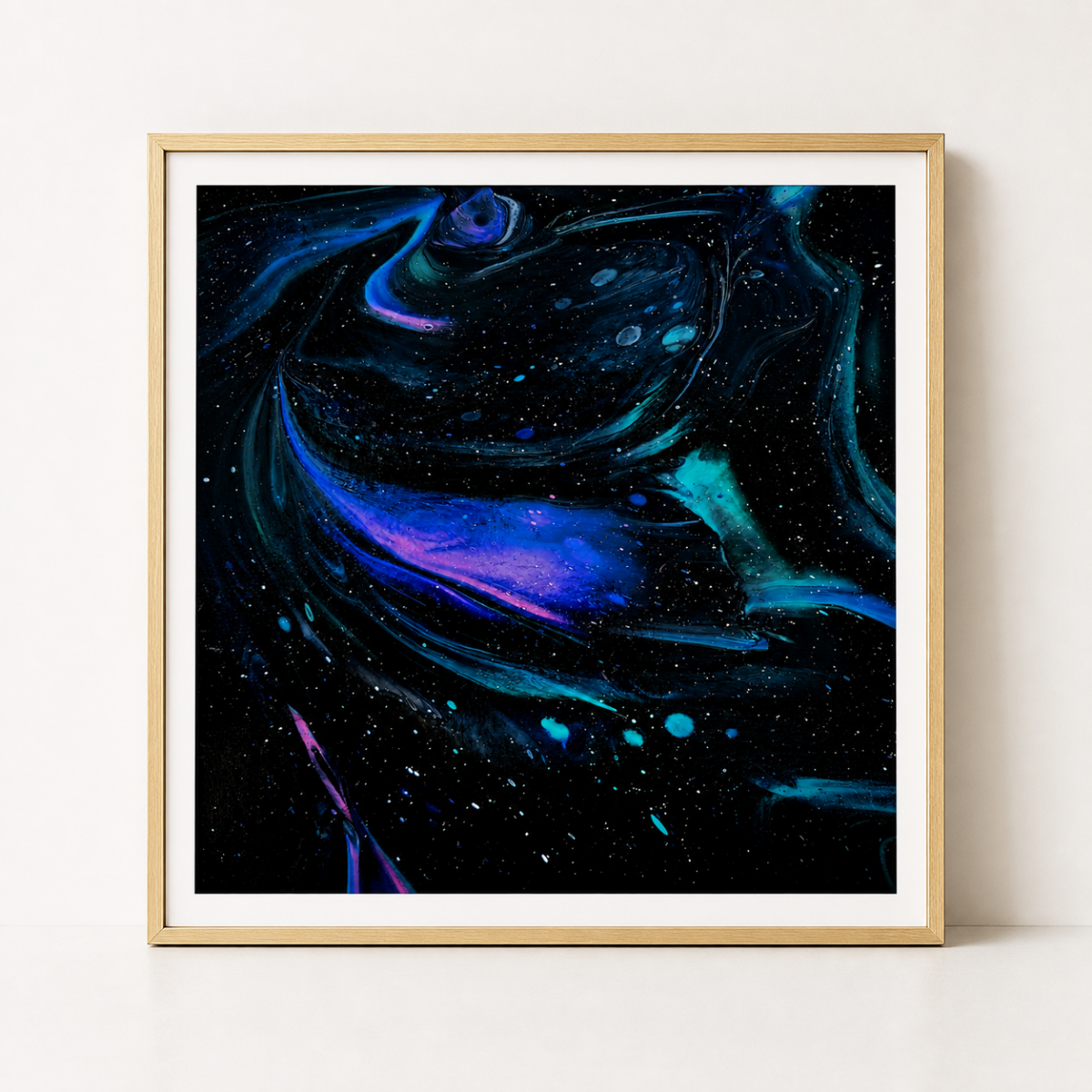 Hand Painted Galaxy Art Print, Purple Blue Swirl Abstract Art