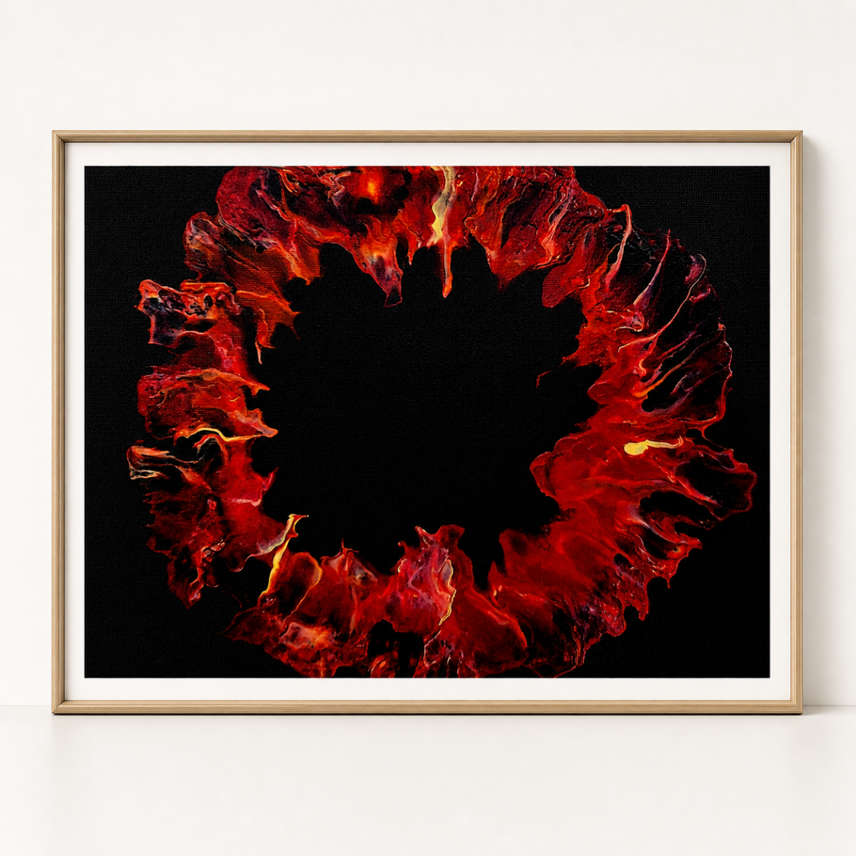 Red Black Abstract Art Print, Hand Painted Acrylic Pour Art