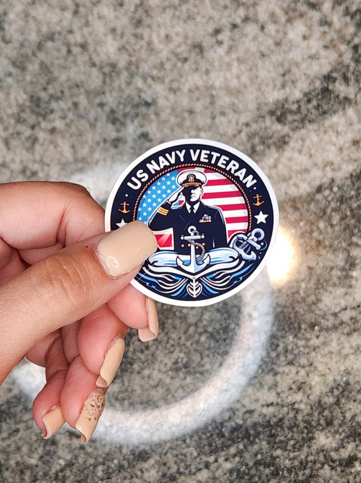 Navy Veteran, WATERPROOF VINYL STICKER