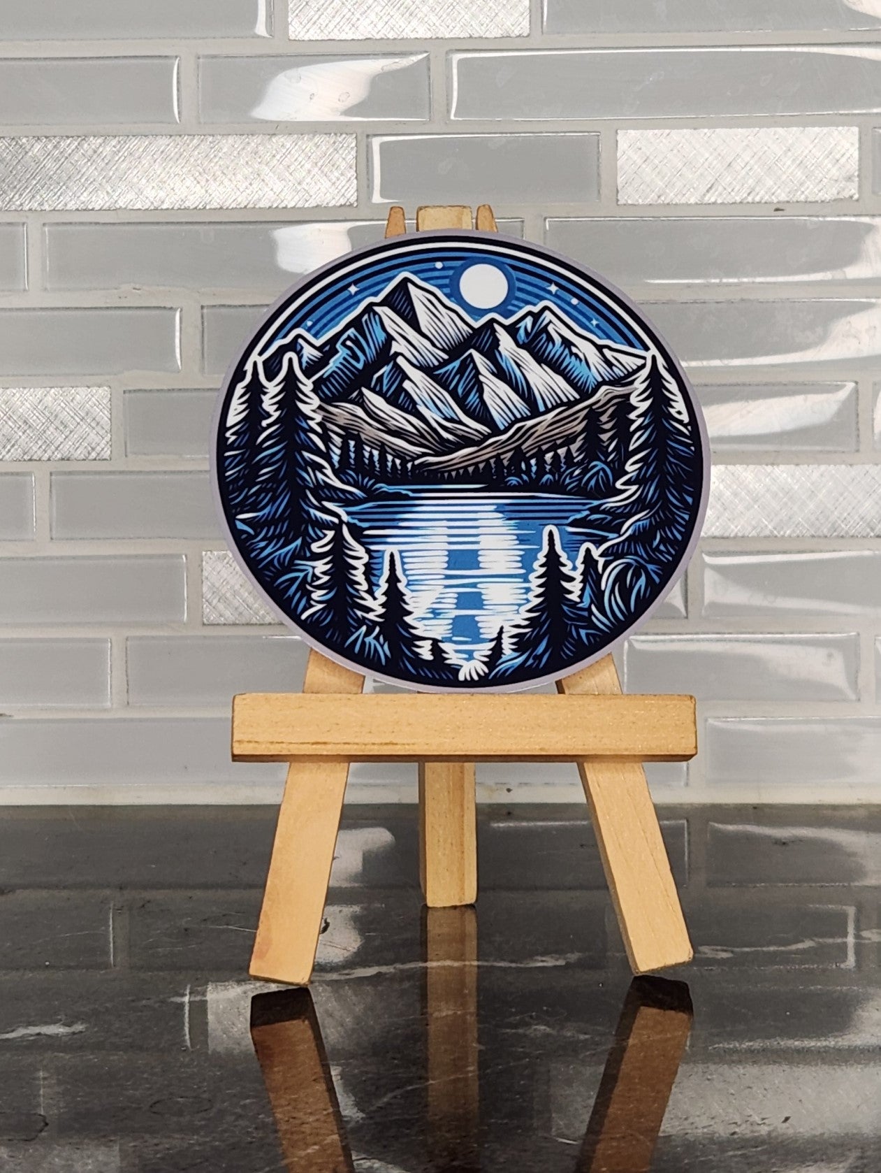 Mountains at Night, WATERPROOF VINYL STICKER