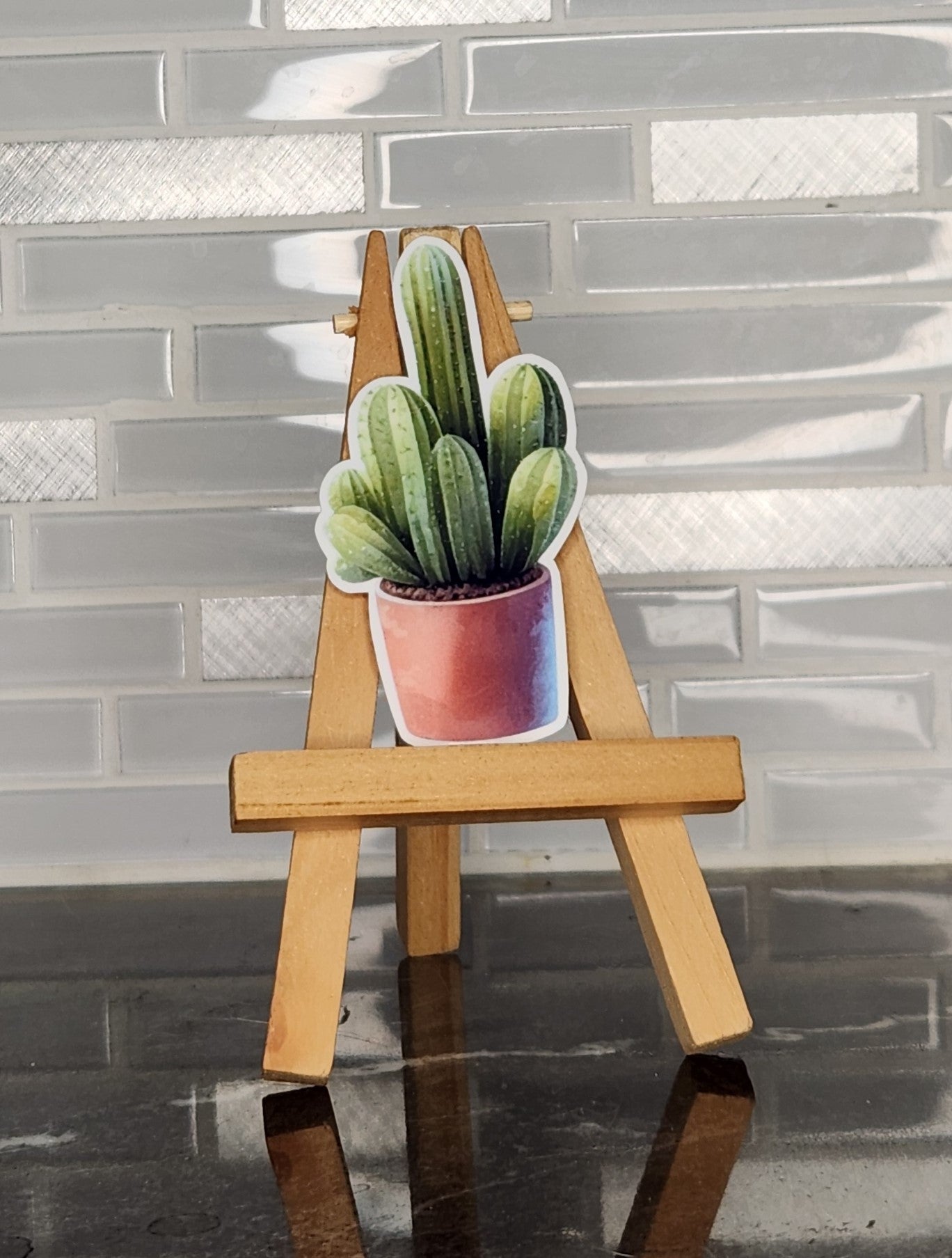 POTTED CACTUS, WATERPROOF VINYL STICKER