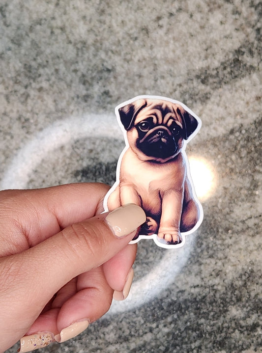 Pug, WATERPROOF VINYL STICKER