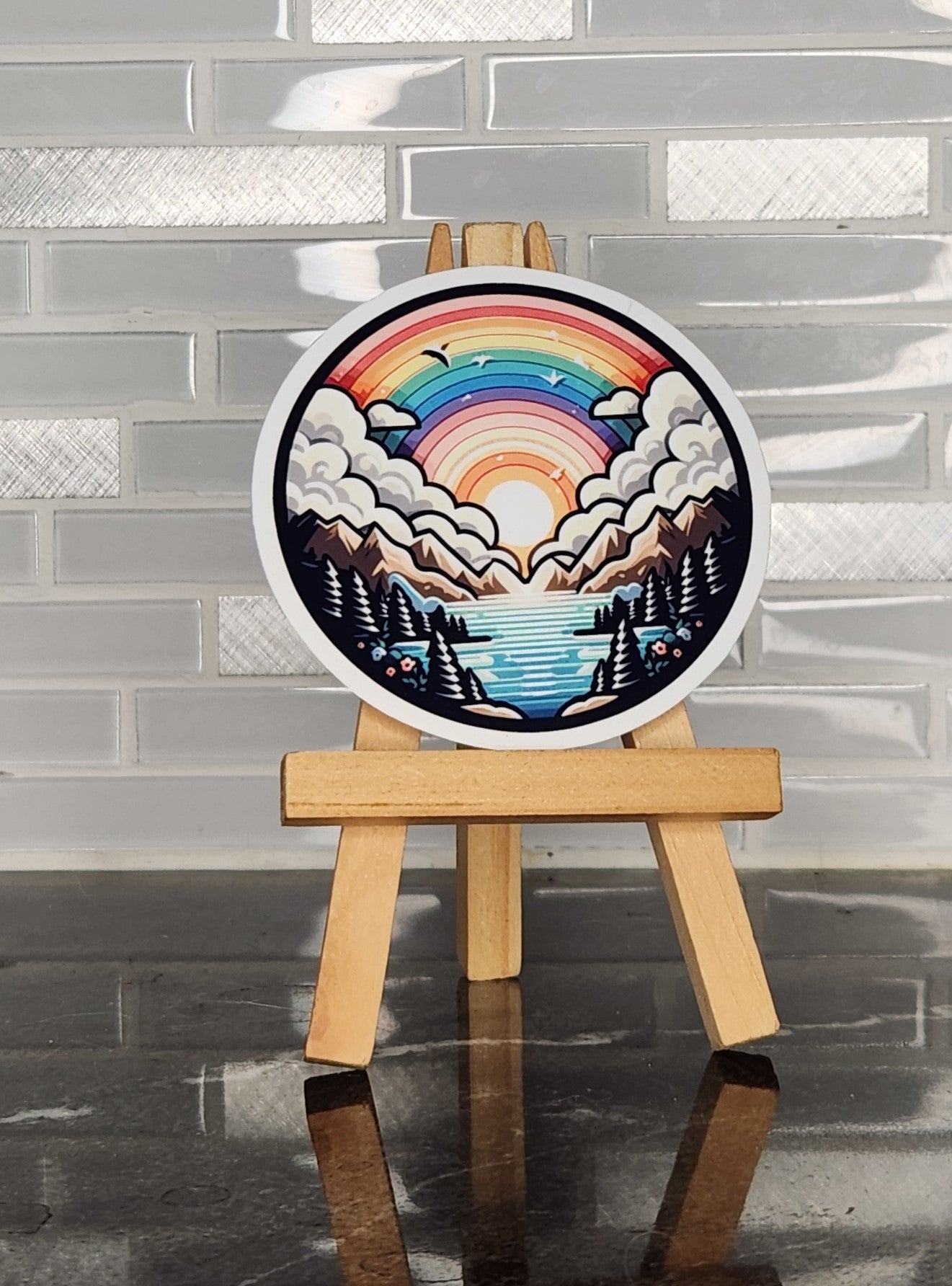 Rainbow by the Lake, WATERPROOF VINYL STICKER