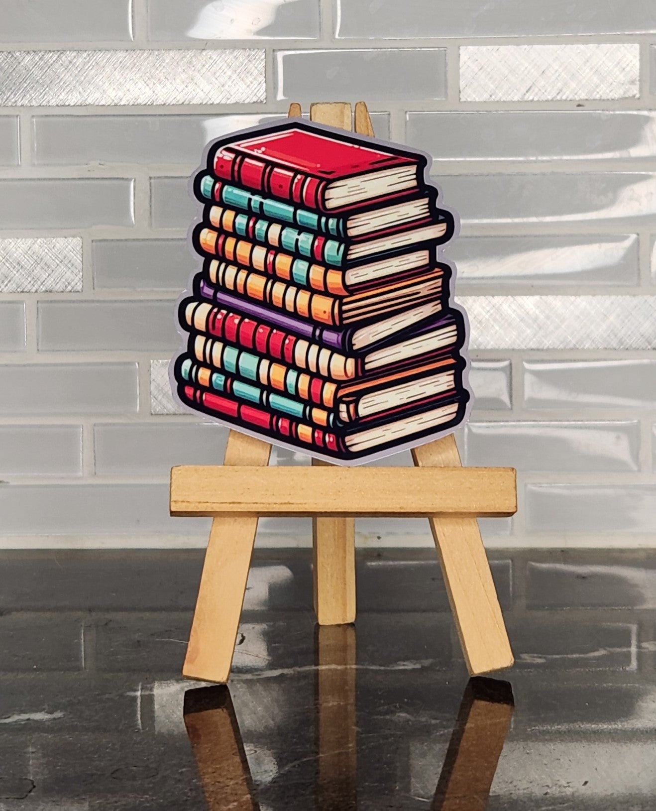 Stack of Books, WATERPROOF VINYL STICKER