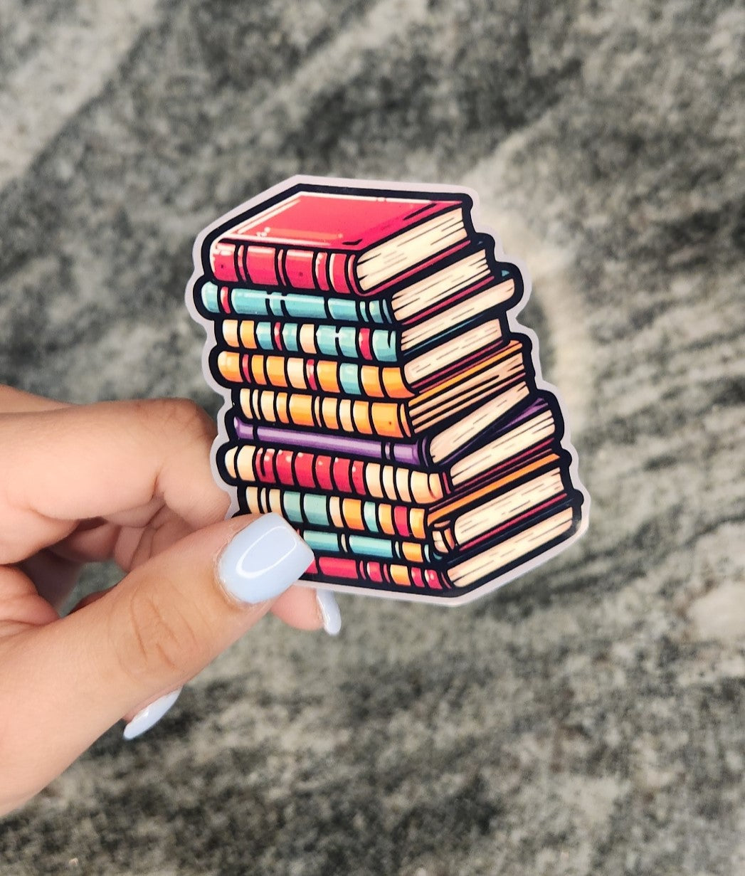 Stack of Books, WATERPROOF VINYL STICKER