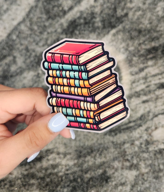 Stack of Books, WATERPROOF VINYL STICKER