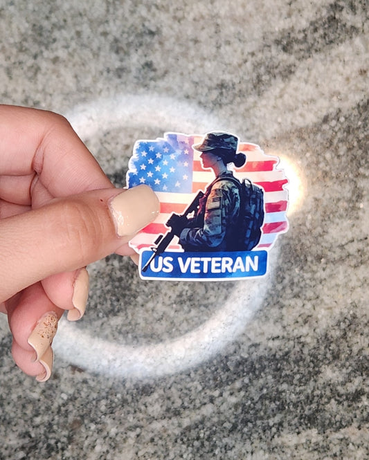 Female Veteran, WATERPROOF VINYL STICKER