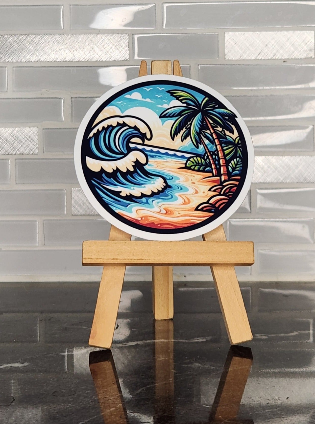 BEACH WAVE, WATERPROOF VINYL STICKER