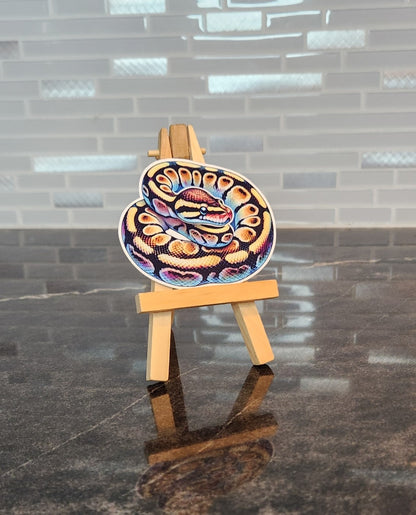 Hand-drawn ball python waterproof vinyl sticker