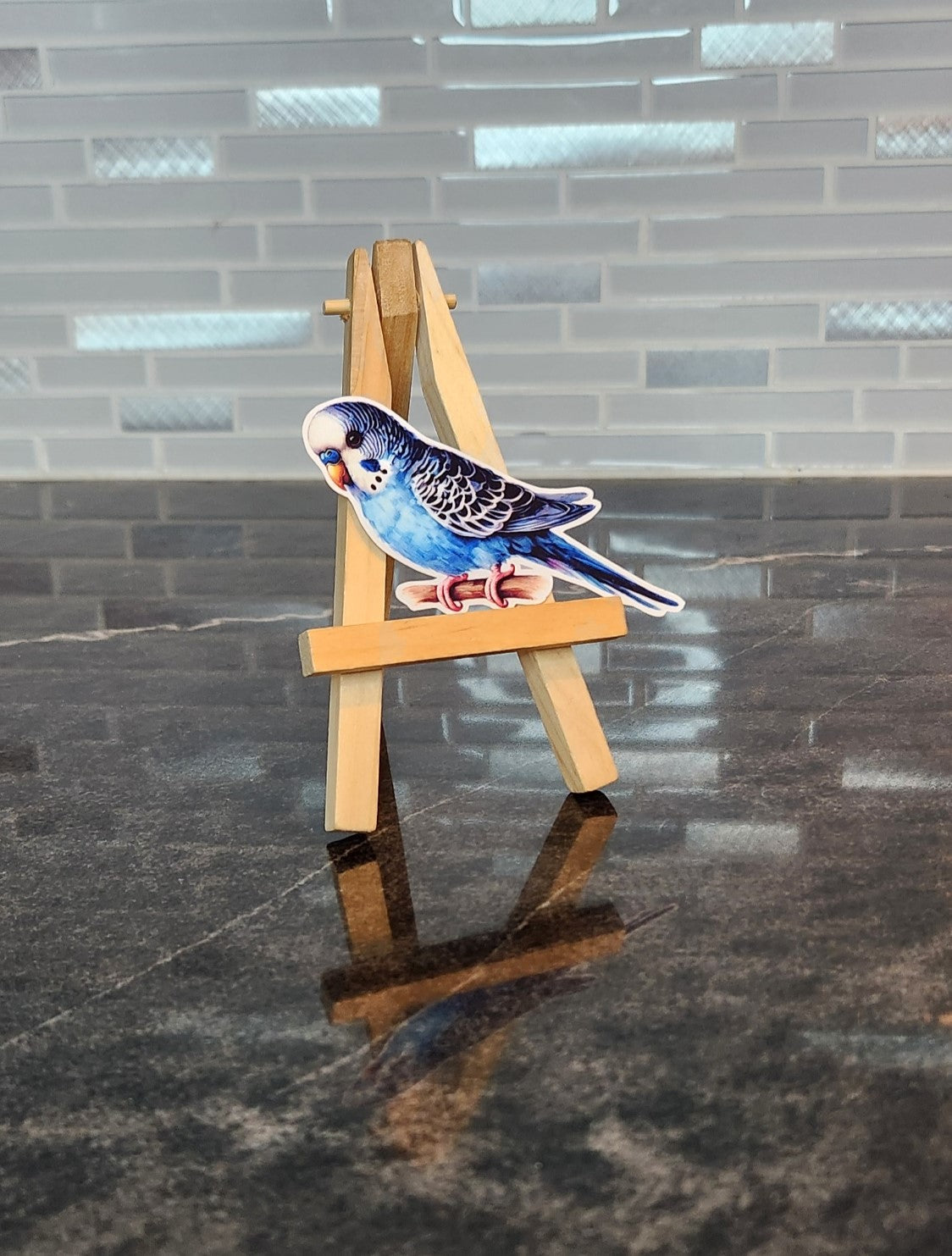 Blue Parakeet, WATERPROOF VINYL STICKER