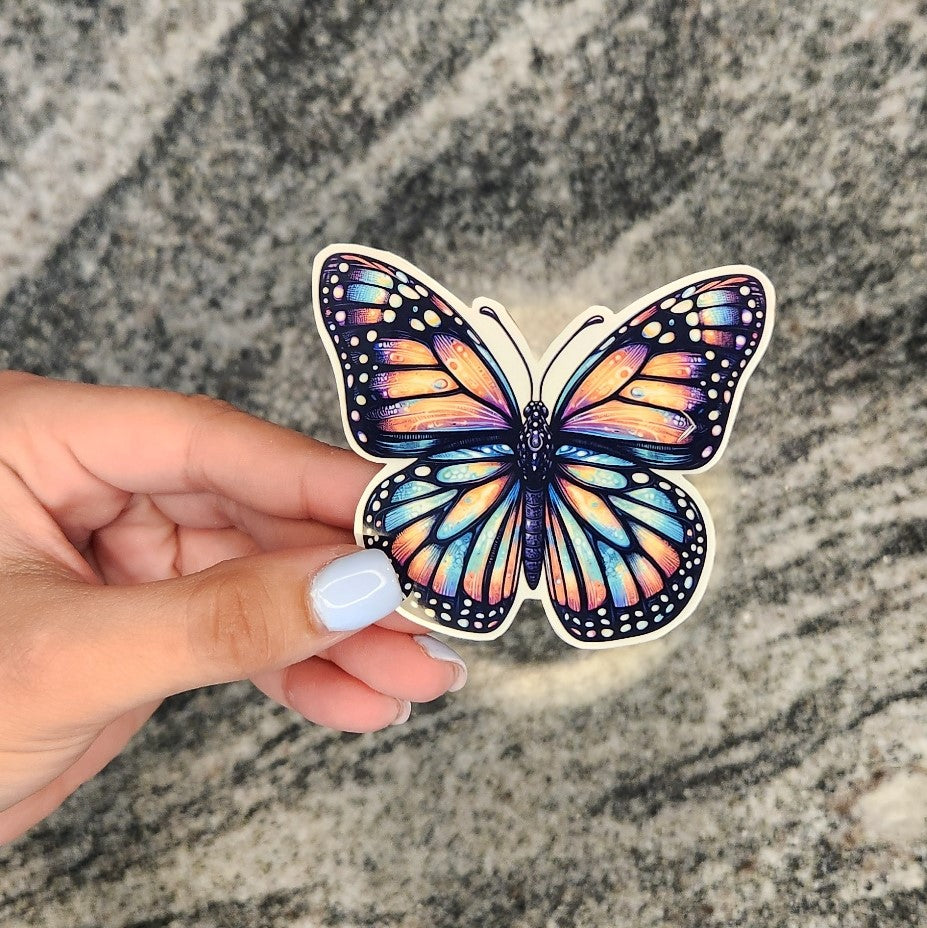 Colorful Butterfly, WATERPROOF VINYL STICKER