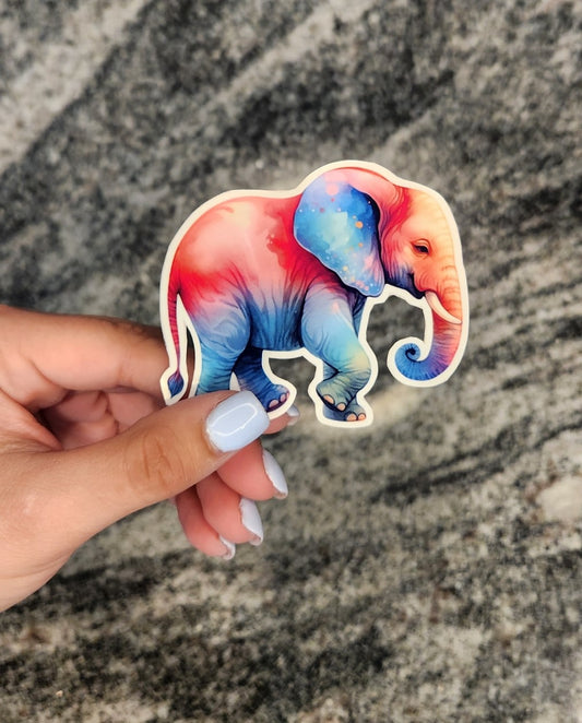 WATERCOLOR ELEPHANT, WATERPROOF VINYL STICKER