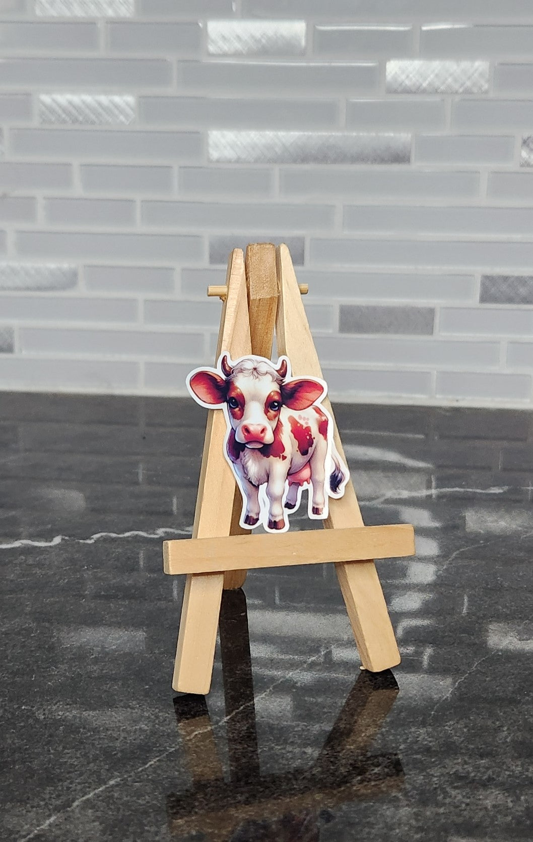 Hand-drawn cow waterproof vinyl sticker