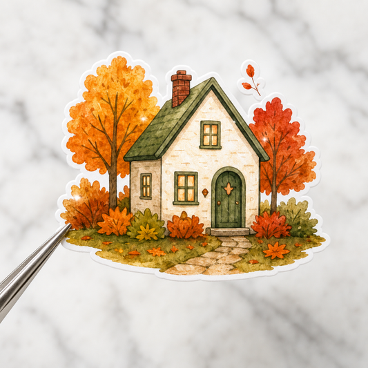 Fall Cottage — Waterproof Vinyl Sticker