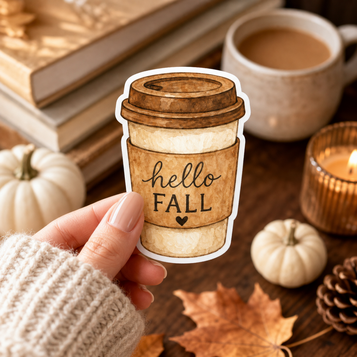 Hello Fall Coffee Cup Sticker