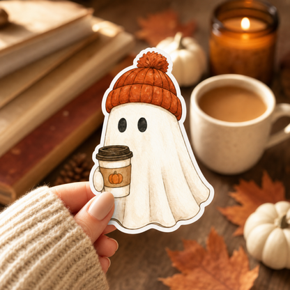Ghost with Coffee Sticker