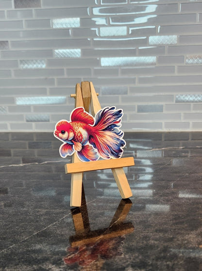 Hand-drawn goldfish waterproof vinyl sticker