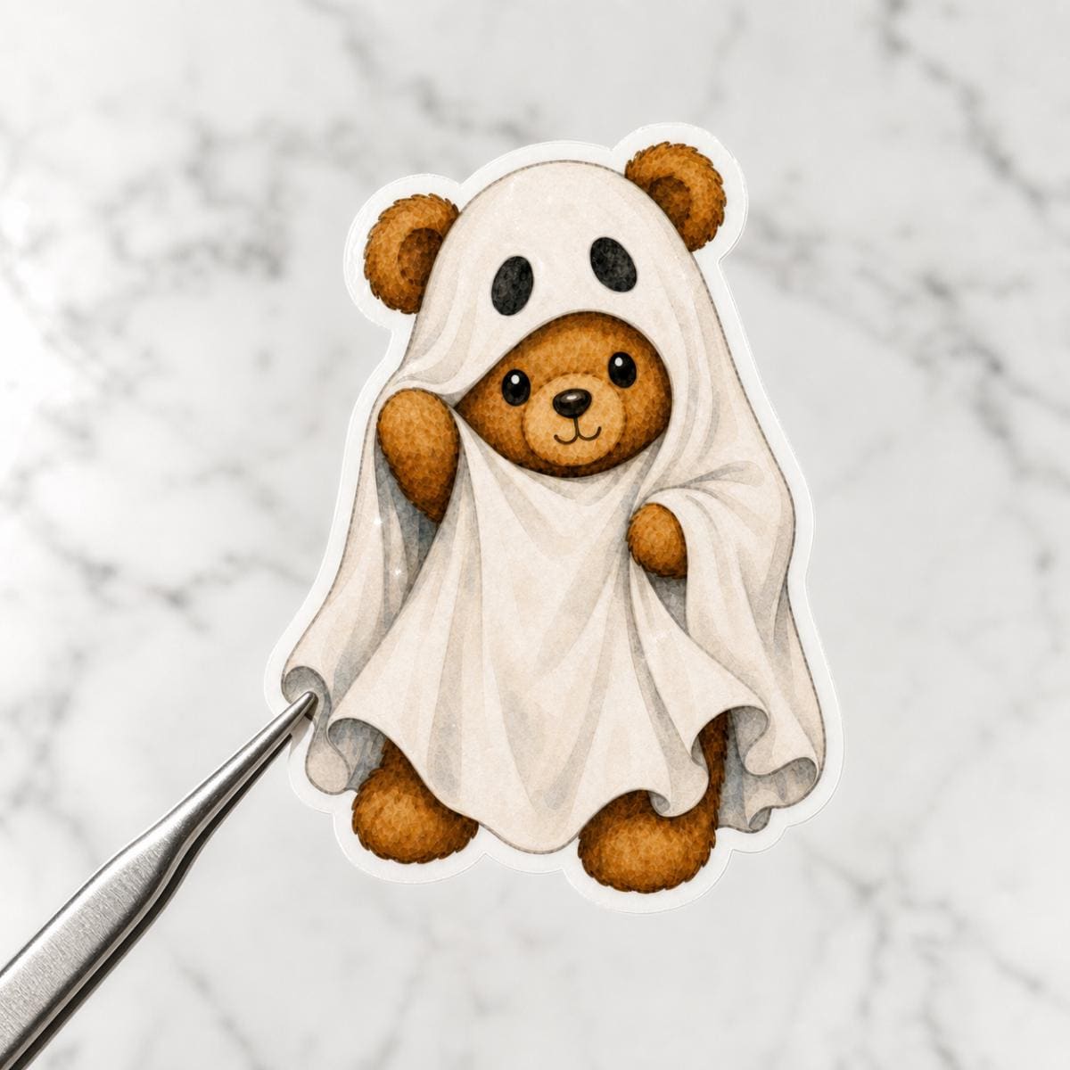 Ghost teddy bear Halloween sticker