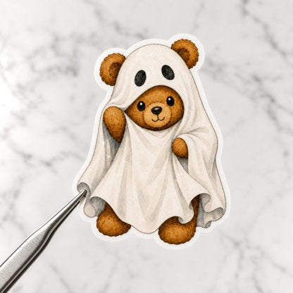 Ghost teddy bear Halloween sticker