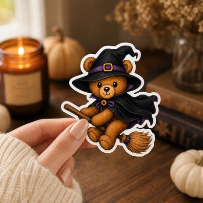 Witch teddy bear sticker mockup