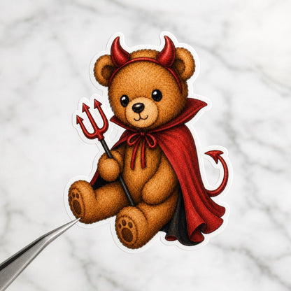Devil teddy bear Halloween sticker