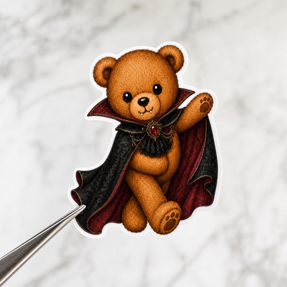 Vampire teddy bear Halloween sticker