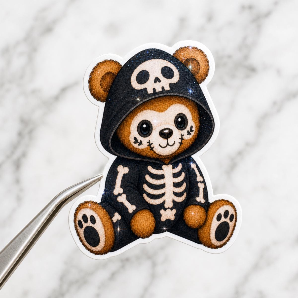 Skeleton teddy bear Halloween sticker