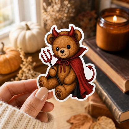 Devil teddy bear sticker mockup