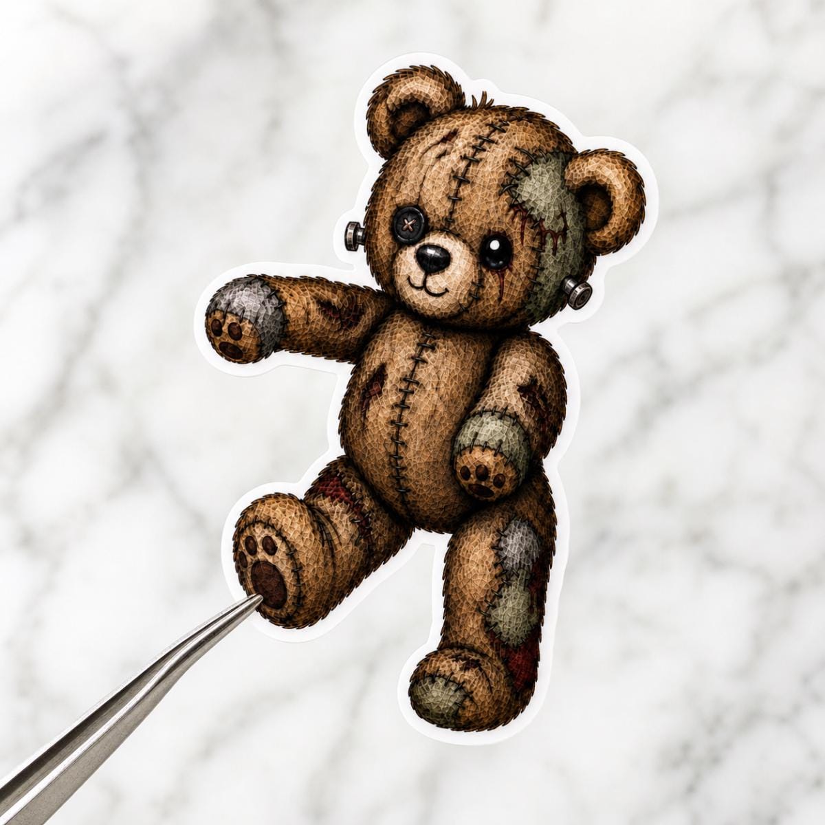 Zombie teddy bear Halloween sticker