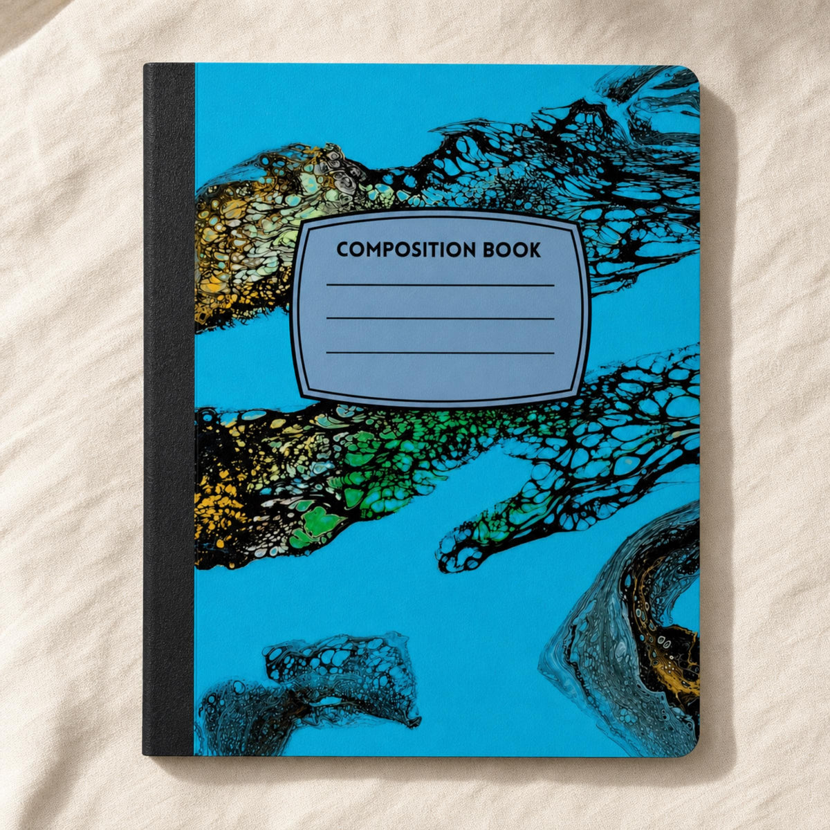 Reef Lace composition notebook – cover made from Mom's original acrylic pour painting