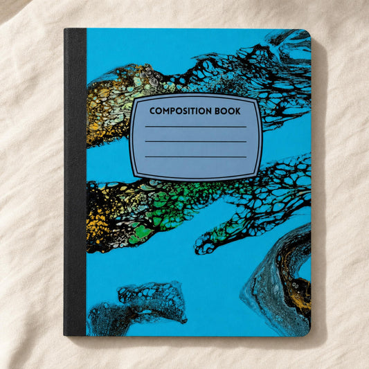Reef Lace composition notebook – cover made from Mom's original acrylic pour painting