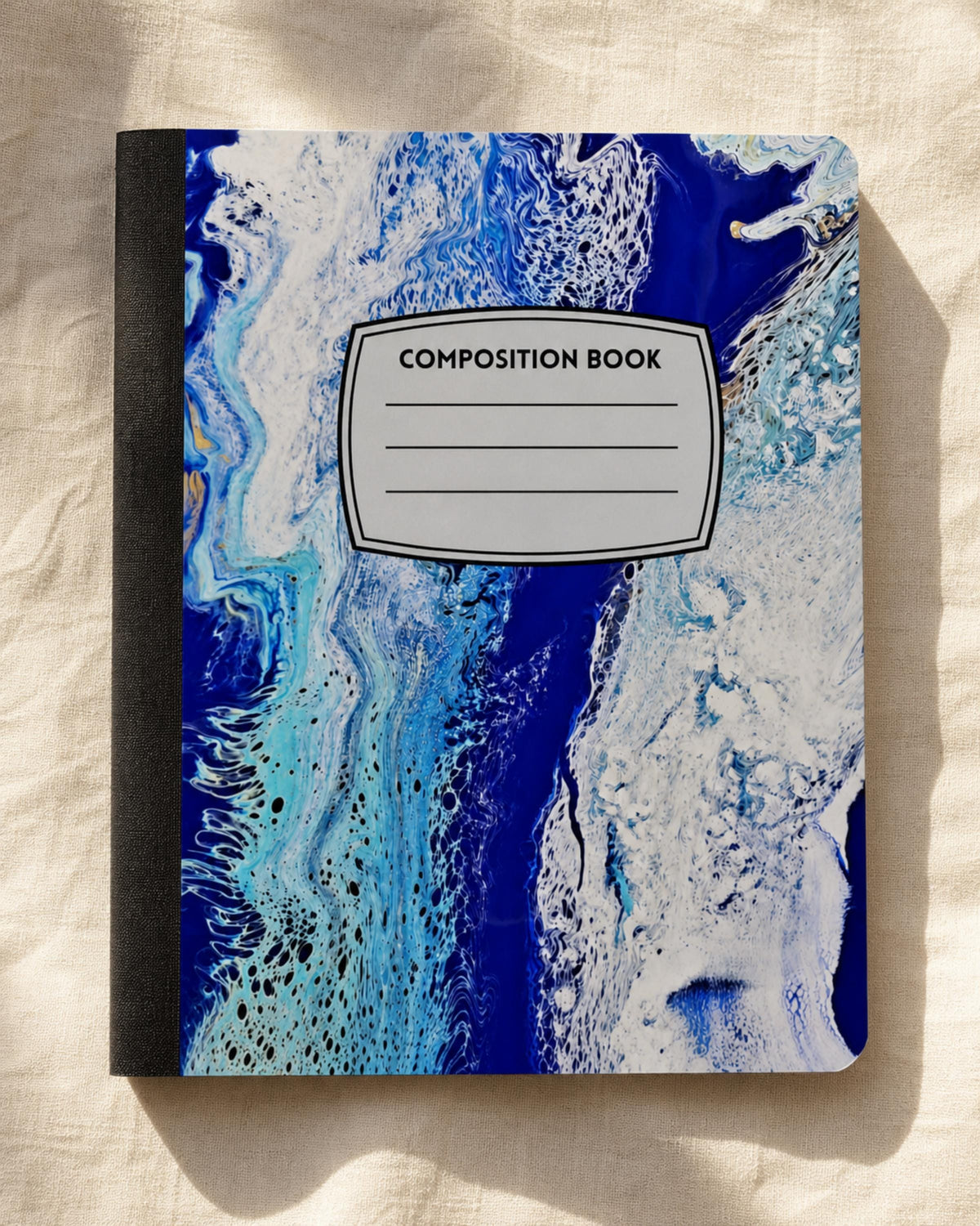 Glacier Tide composition notebook – cover made from Mom's original acrylic pour painting