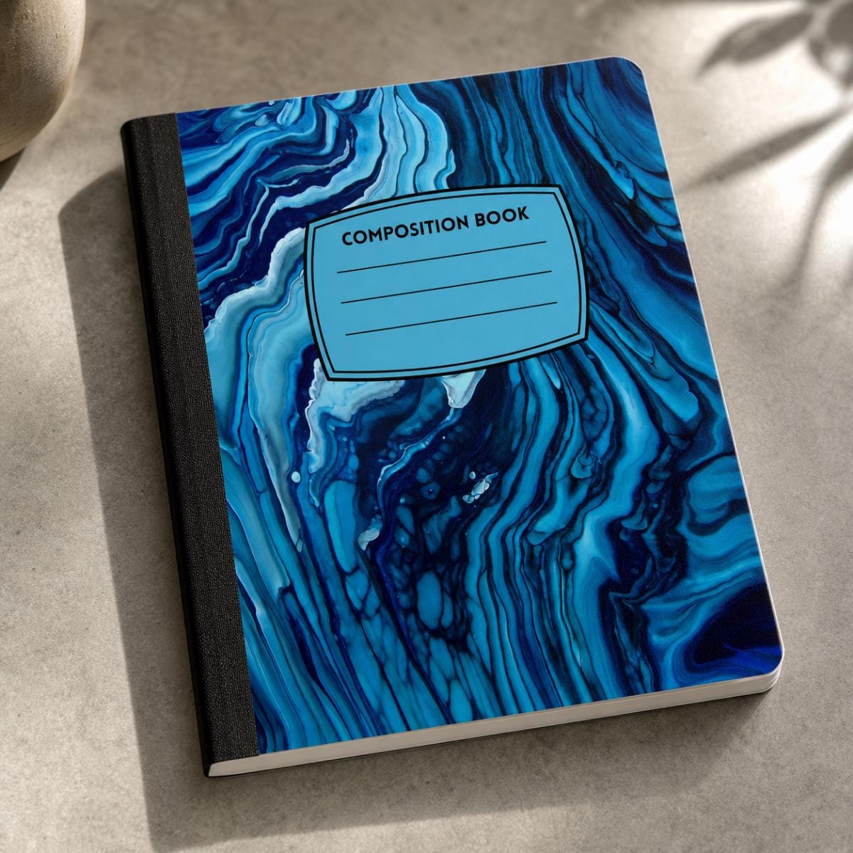 Teal Marble lined composition notebook, handmade by J&M Creations