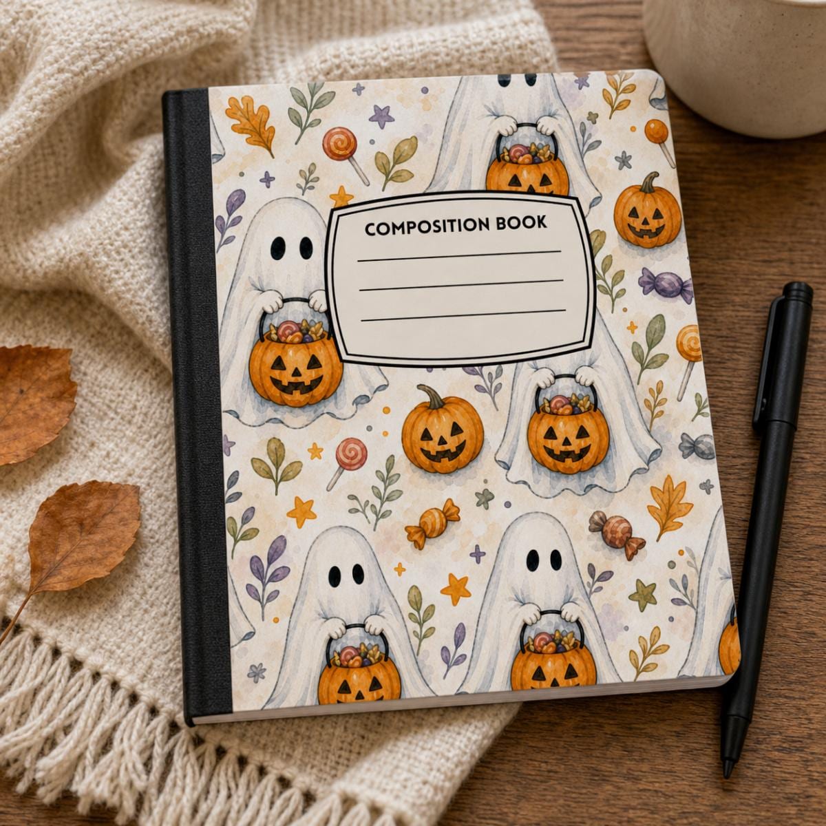 Trick or Treat Ghost Halloween composition notebook