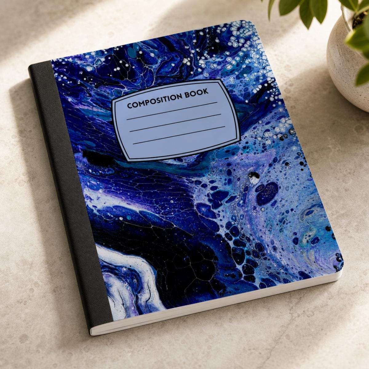 Midnight Ocean lined composition notebook, handmade by J&M Creations
