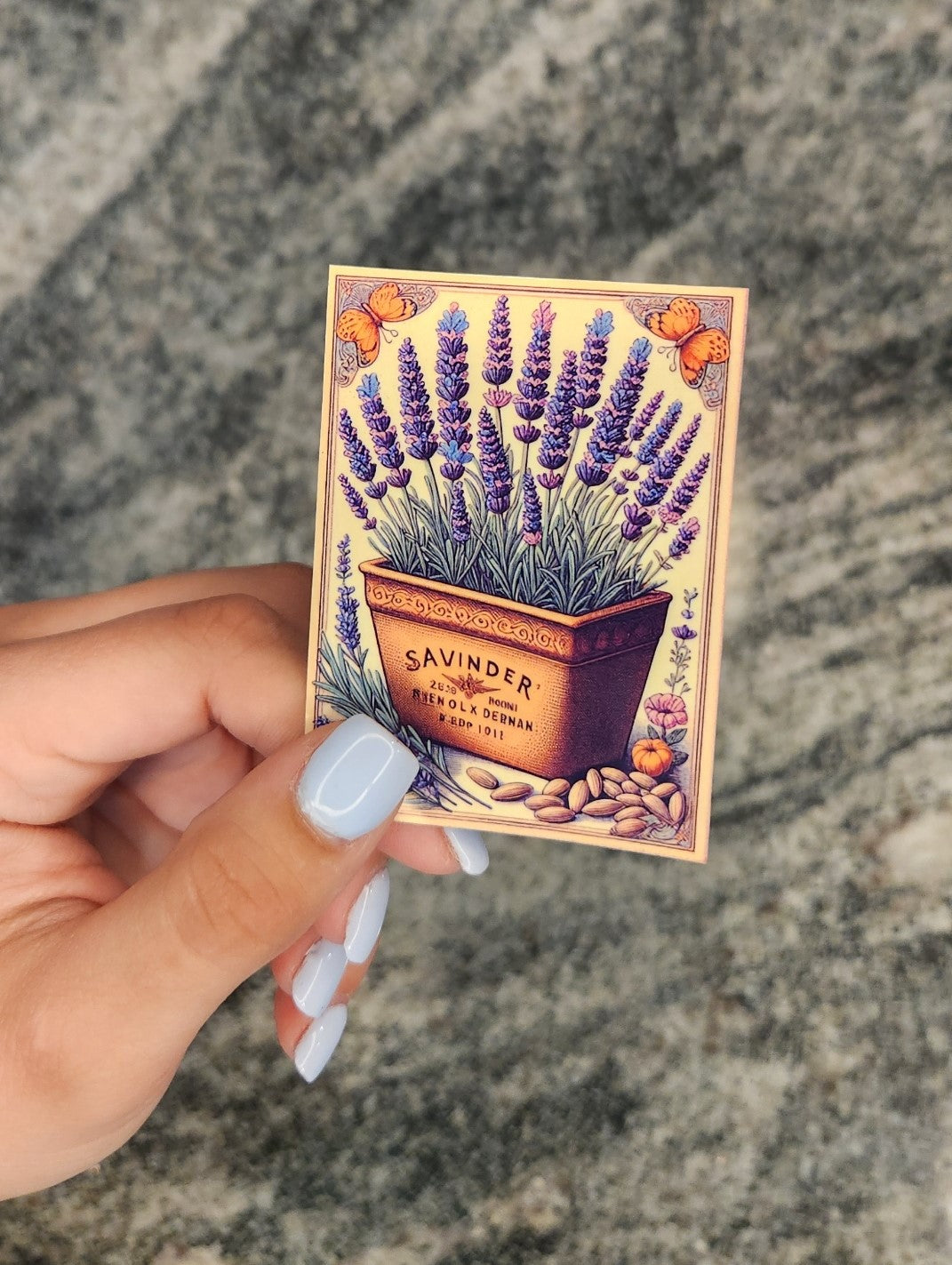 Lavender Seed Packet, WATERPROOF VINYL STICKER