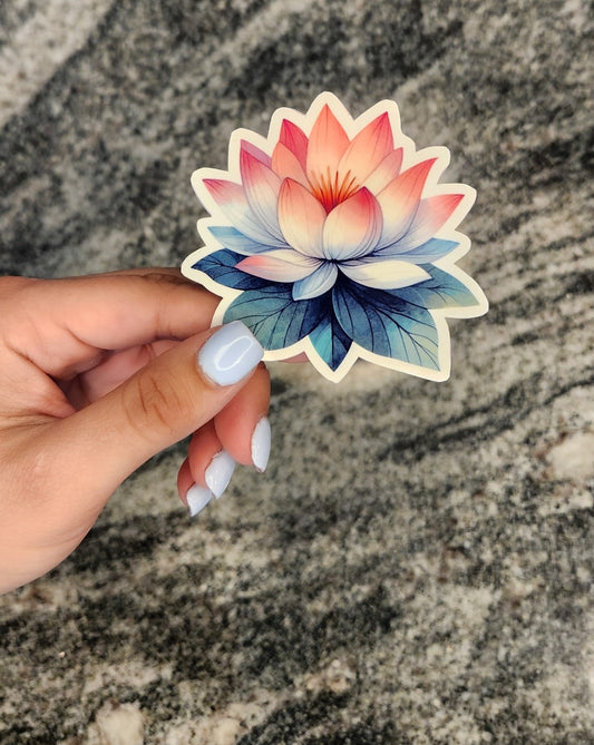 LOTUS FLOWER, WATERPROOF VINYL STICKER