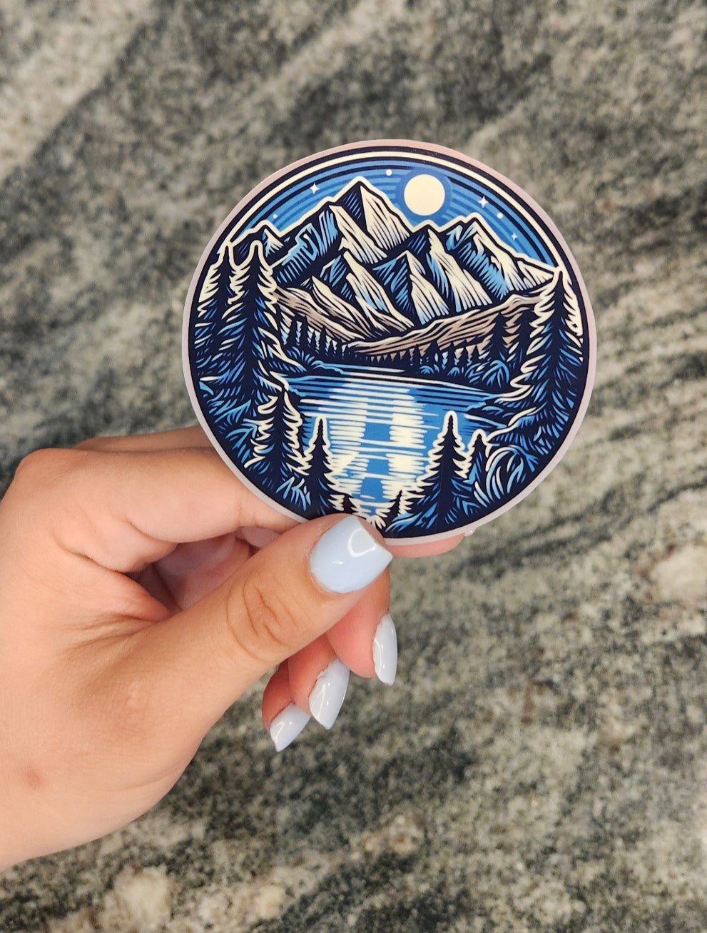 Mountains at Night, WATERPROOF VINYL STICKER