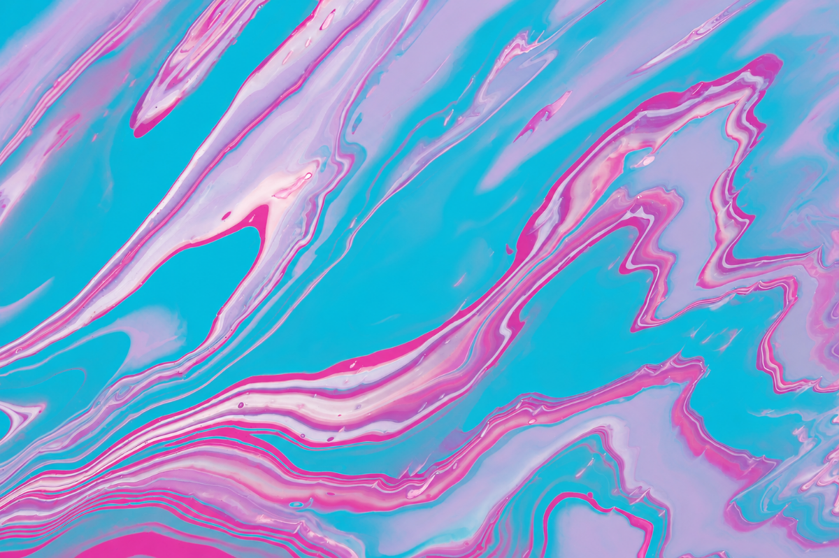 Cotton Candy Art Print, Pink Aqua Swirl Pour Art