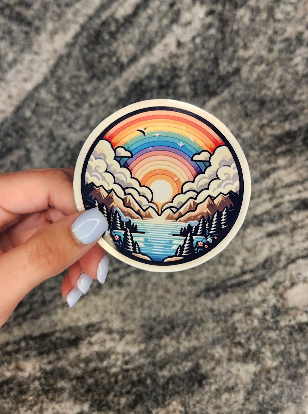 Rainbow by the Lake, WATERPROOF VINYL STICKER