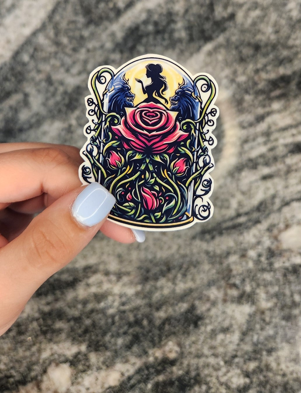 Rose in Glass, WATERPROOF VINYL STICKER