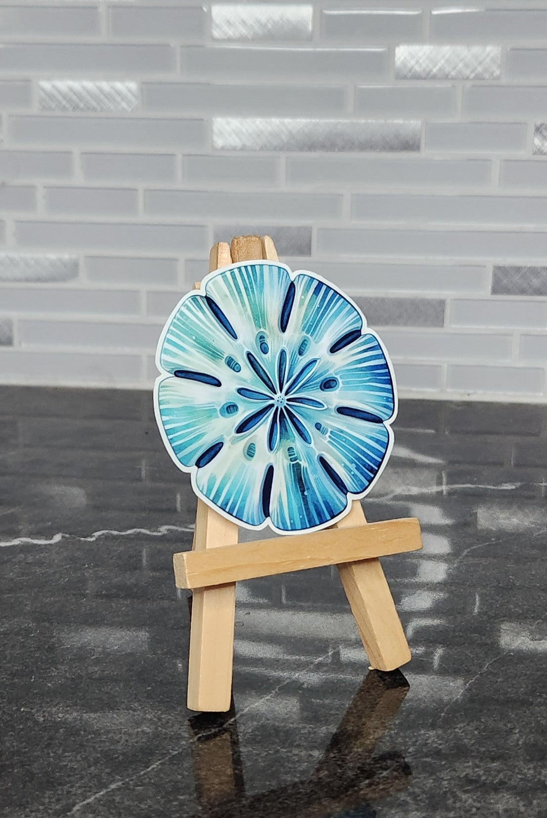 Hand-drawn sand dollar waterproof vinyl sticker
