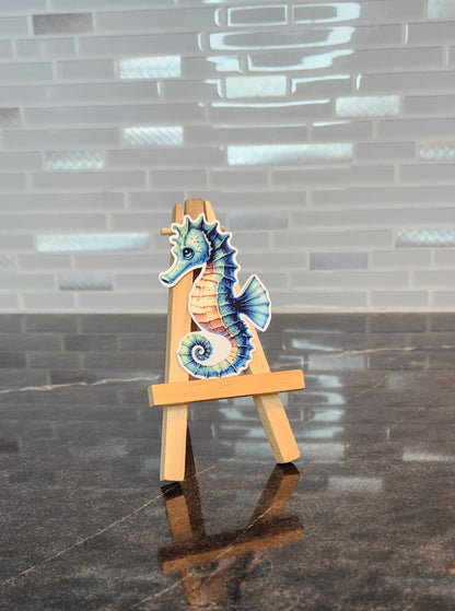 Hand-drawn seahorse waterproof vinyl sticker