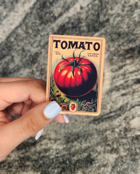 Tomato Seed Packet, WATERPROOF VINYL STICKER